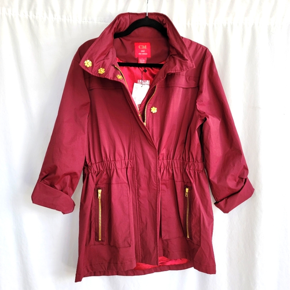 NWT Tess Rain Jacket by Ciao Milano in Bordeaux Large
